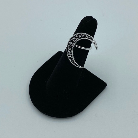 Vintage Silver Large Boho Bohemian Moon Ring - Picture 3 of 7